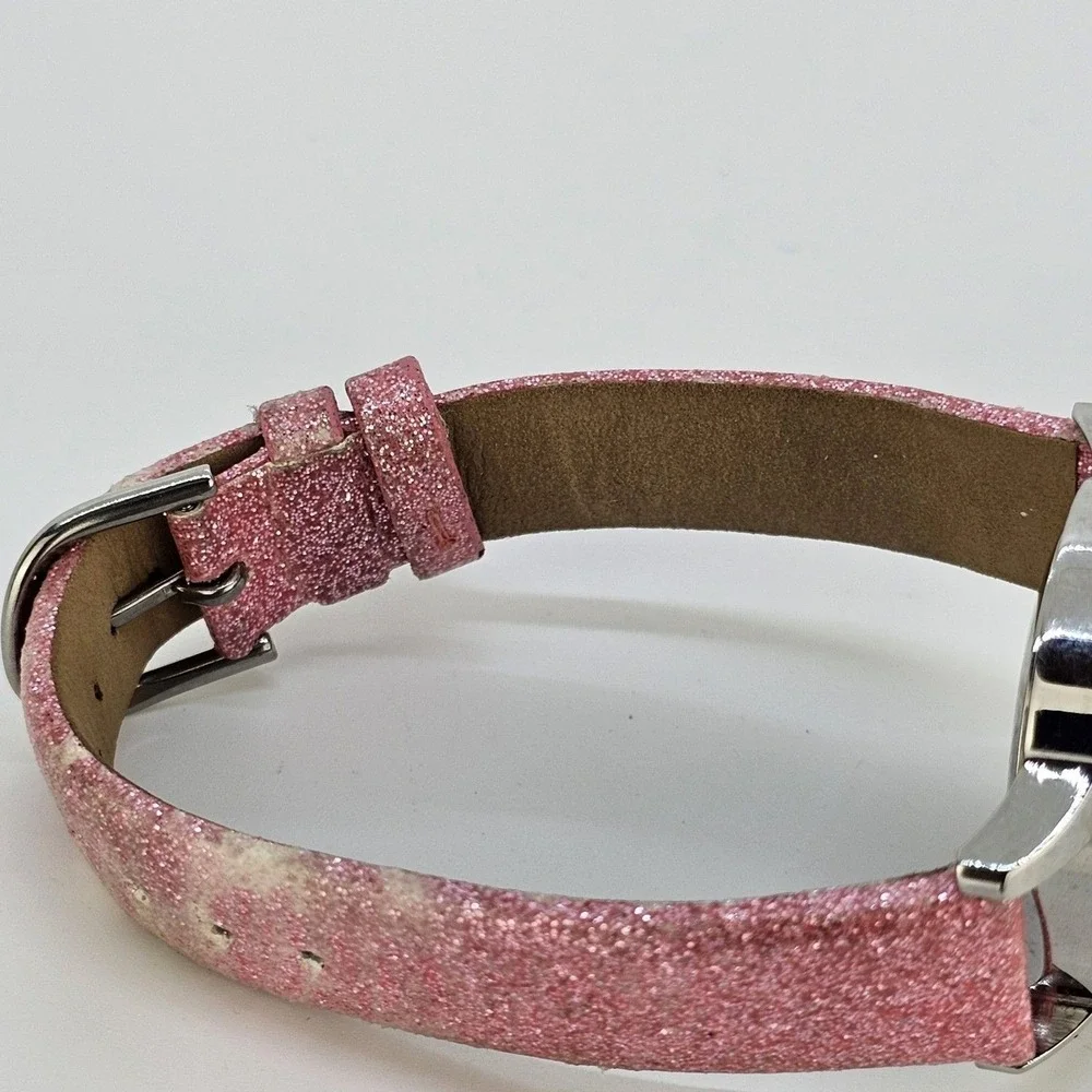 Red Balloon Watch Women 31MM White Dial Pink Leather Bands Up to 6.5
